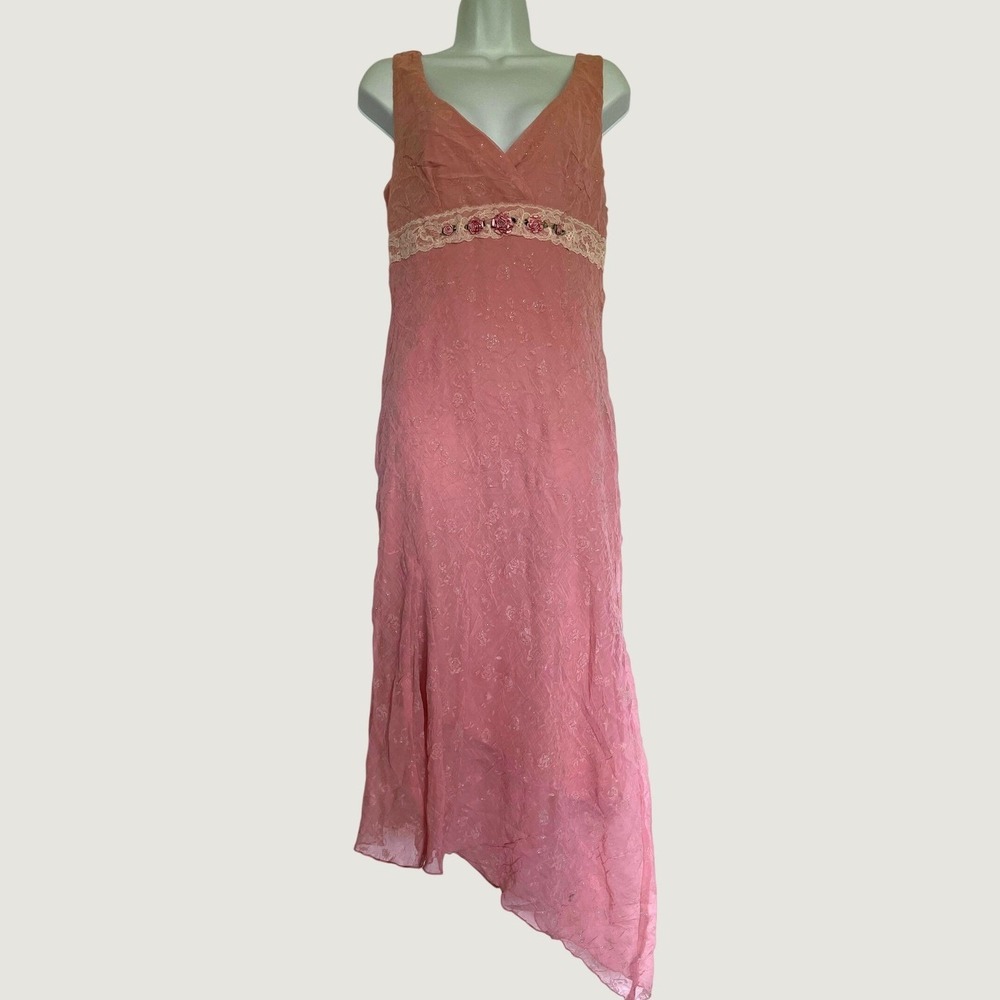 Ruby Rox Dress XL Pink Y2K Fairycore Coquette Crepe Lace Floral Victorian Empire